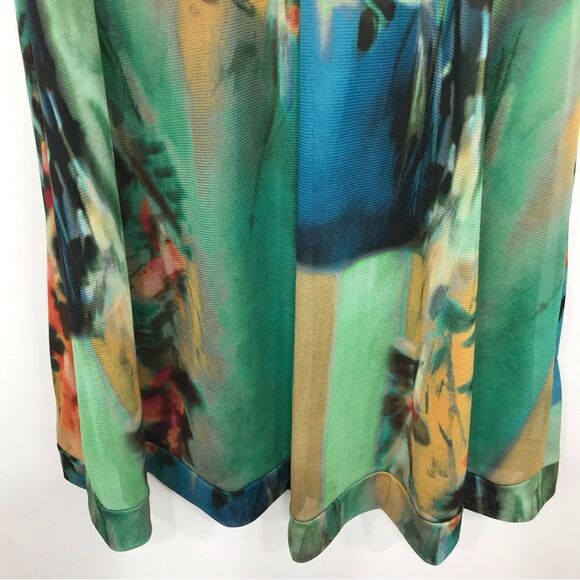 Elana Kattan Colorful Abstract Watercolor Floral Mesh Sleeveless Sheath Dress - Picture 4 of 14